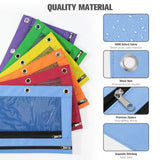 MoKo Pencil Pouch for 3 Ring Binder, 12 Pack Multi-Color Binder Pencil Pouch Bulk, 3 hole Mesh Zipper Pencil Pouch for Binder Office College School Supplies