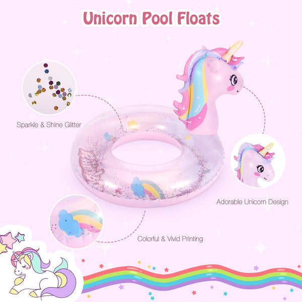 Round Cute Inflatable Float MoKo Inflatable Pool Float-Cute Glitters Swim Tube Rings Inflatable Sw ...