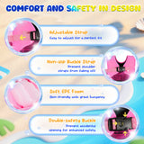 MoKo Toddler Swim Vest for Kids, Arm Floaties for Toddler 20-50 lbs, Water Wings with Emergency Whistle, Cute Arm Band Pool Floaties Swim Training Equipment for Pool, Pink Rainbow Purple Mermaid