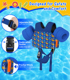 MoKo Toddler Swim Vest for Kids, Swim Arm Floaties 30-70 lbs Cartoon Swimming Water Wings with Crotch Strap, Pool Float Vests Sleeves Shoulder Straps Arm Band for Children, Blue Dinosaurs