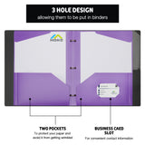 MoKo Durable Plastic Folders with 2 Pockets, 3 Hole Punch Presentation Folders, 12 Count, Letter Size, Assorted Colors