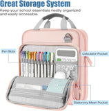 MoKo Zipper Binder, 2 inch 3 Ring Binder with Zipper, 500 Sheet Capacity Zipper Binder with Shoulder Strap Handle,Multi-Pocket Zipper Bag for Middle School Student, Pink