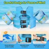 MoKo Toddler Swim Vest for Kids, Swim Arm Floaties 22-66 lbs Boys and Girls Cartoon Swimming Water Wings Pool Float Vests Sleeves Shoulder Straps Arm Band for Children Learn to Swim, Blue Shark