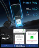 MoKo CarPlay Wireless Adapter for iPhone, Convert Wired CarPlay to Wireless Dongle Box, Plug and Play Stable Bluetooth Car Play Adapter for iPhones iOS 10+ and Cars with Built-in Wired Car Play