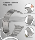 MoKo Titan Armband Kompatibel mit Apple Watch Ultra 3/2/1 Strap 49mm 46mm 45mm 44mm 42mm,Metall Ersatzarmband Uhrenarmband für iWatch SE3/SE2/SE Series 11 10 9 8 7 6 5 4 3 2 1,Silber