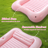 MoKo Pool Floats Adult, 82" x 50" Large Floating Bed with Ice Bar, Tanning Bed Pool Raft Inflatable Lounger with Drink Holder Tanning Chair Inflatable Pool Toys for Party Beach Backyard, Pink Leaf