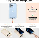 MoKo Crossbody Phone Lanyard, Adjustable Cell Phone Lanyard, Premium 8mm Thick Rope Mobile Phone Lanyard for iPhone, Samsung,and More | Phone Neck Strap×1, Wrist Strapx1, Lanyard Patch×2, Rose Gold