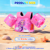 MoKo Toddler Swim Vest for Kids, Arm Floaties for Toddler 20-50 lbs, Water Wings with Emergency Whistle, Cute Arm Band Pool Floaties Swim Training Equipment for Pool, Pink Rainbow Purple Mermaid