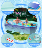 MoKo Non-Inflatable Swimming Pool for Kids and Pets, Rectangular Framed Swimming Pools, Foldable Dog Pool with Sturdy Support, Space-Saving Kiddie Pool, Collapsible Kids Pool, M Size, Glacial Blue