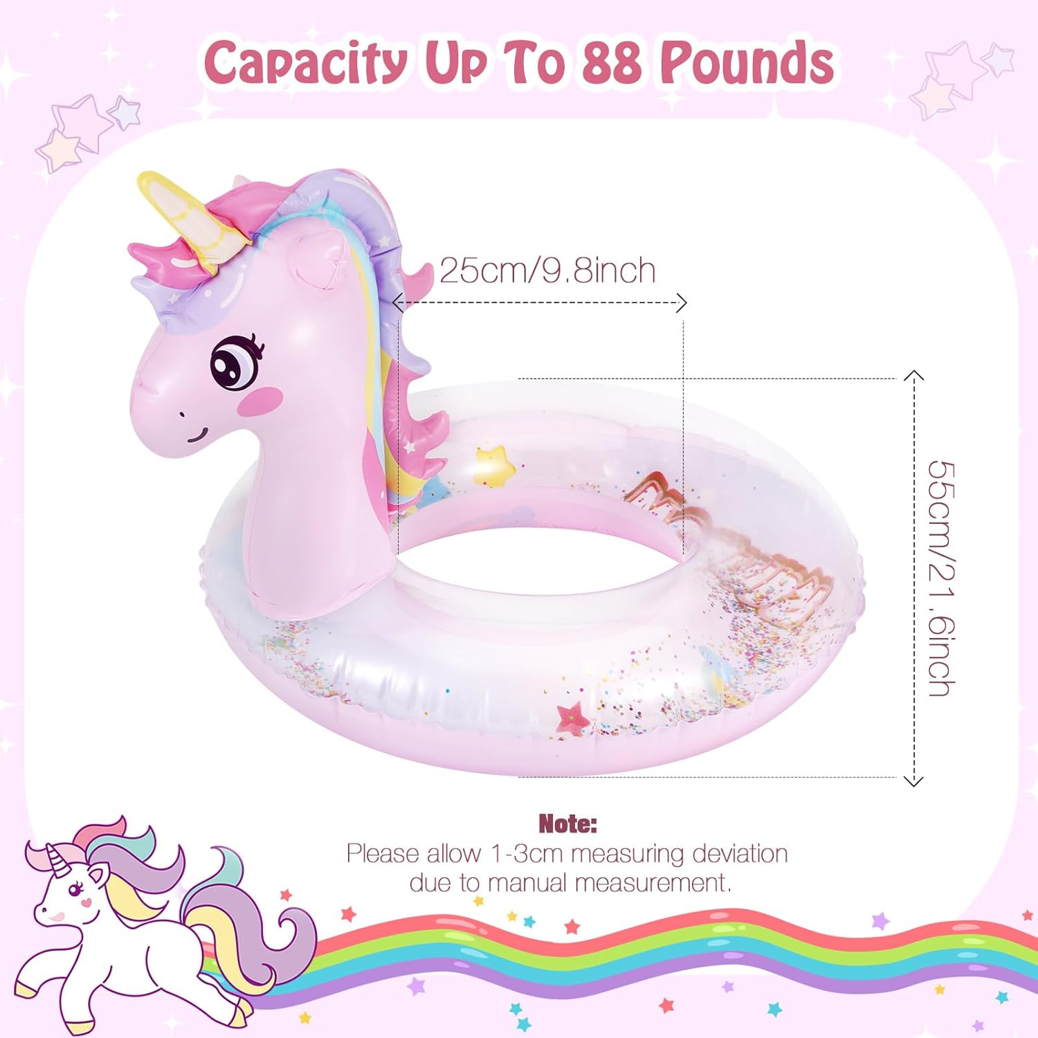 Round Cute Inflatable Float MoKo Inflatable Pool Float-Cute Glitters Swim Tube Rings Inflatable Sw ...