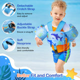 MoKo Kids Swimming Vest, Toddler Floaties, Arm Band Floaties with Adjustable Strap, Swim Jacket Water Wing Pool Float, Water Sports Learning Swim Training Equipment, Blue Shark