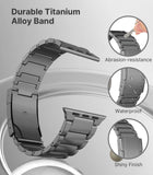 MoKo Titanium Band Compatible with Apple Watch Ultra 3/2/1 49mm,S11/S10 46mm,9/8/7 45mm,SE3/SE2/SE/6/5/4 44mm,3/2/1 42mm,Titanium Replacement Watch Band with Folding Clasp