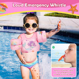 MoKo Toddler Swim Vest - Cute Toddler Floaties with Emergency Whistle for Boys and Girls 13-20-30 lbs Water Wings Arm Band Floaties Swim Training Equipment for Beach Swimming Pool Sea, Mermaid