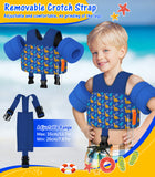 MoKo Toddler Swim Vest for Kids, Swim Arm Floaties 30-70 lbs Cartoon Swimming Water Wings with Crotch Strap, Pool Float Vests Sleeves Shoulder Straps Arm Band for Children, Blue Dinosaurs