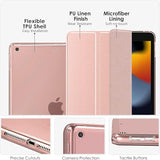 MoKo Case for iPad 9th Generation 2021/ iPad 8th Generation 2020/ iPad 7th Generation 2019, Soft Translucent TPU Frosted Back Cover Slim iPad 10.2 inch Case with Stand, Auto Wake/Sleep, Rose Gold