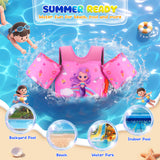 MoKo Toddler Swim Vest for Kids, Arm Floaties for Toddler 20-50 lbs, Water Wings with Emergency Whistle, Cute Arm Band Pool Floaties Swim Training Equipment for Pool, Pink Rainbow Purple Mermaid