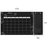 MoKo Magnetic Calendar for Kitchen Refrigerator, Dry Erase Monthly Calendar Planner and Grocery Shopping List with 8 Chalk Markers - Black