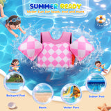 MoKo Toddler Swim Vest for Kids, Arm Floaties for Toddler 20-30-50 lbs, Water Wings with Emergency Whistle, Cute Arm Band Pool Floaties Swim Training Equipment for Beach, Pool, Pink Diamond Pattern