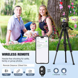 MoKo Camera Tripod for iPad - 70" Phone Tripod Stand with Travel Bag, Tripod for iPhone with Phone Holder, Wireless Remote, Travel Tripod for Camera DSLR SLR, Cell Phones, Tablets, Projector, Webcam