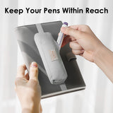 MoKo Pen Holder for Notebook, Pencil Pouch with Adjustable Elastic Band, Slim Portable Zipper Pen Pouch Holder for Planners, Journals, Book, Grey