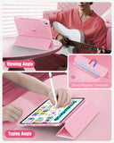 MoKo Slim Case for iPad (A16) 11th Generation 11 Inch 2025,iPad 10th Generation 2022 10.9 Inch,Glitter Smart Cover with Pencil Holder,Sparkly Clear Back Shell,Auto Wake/Sleep, Glitter Bouquet Pink