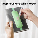 MoKo Pen Holder for Notebook, Pencil Pouch with Adjustable Elastic Band, Slim Portable Zipper Pen Pouch Holder for Planners, Journals, Book, Green