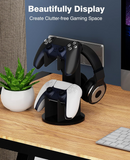 MoKo Universal Stand for Gamepad and Headphone Stand, 2 in 1 Game Controller Stand Holder Storage Organizer for ps5, ps4, xbox One, Xbox Series, Controller Stand Gaming Accessories, Black