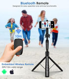 MoKo 68" Magnetic Selfie Stick Compatible with MagSafe, Extendable Rotatable Phone Tripod Stand with Remote for iPhone 15 14 13 12 and All Phones with Metal Ring, Fit for Selfie/Photo/Live/Vlog, Black