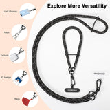 MoKo Crossbody Phone Lanyard, Adjustable Cell Phone Lanyard, Premium 8mm Thick Rope Mobile Phone Lanyard for iPhone, Samsung,and More | Phone Neck Strap×1, Wrist Strapx1, Lanyard Patch×2, Black