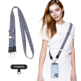 MoKo Universal Phone Lanyard, Braided Adjustable Cell Phone Crossbody Strap Detachable Women & Men Cellphone Lanyards Around The Neck with Patches for iPhone, Most Smartphones, Indigo