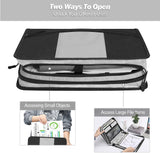 MoKo Zipper Binder, 3-Inch 3 Rings Binder with Zipper, 600 Sheet Capacity Multi-Pocket School Bag Organizer, Handle and Shoulder Strap Included, Black & Gray