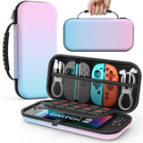 MoKo Carrying Case for Nintendo Switch 2(2025), Protective Hard Shell Portable Travel Carry Case Pouch holds 10 Cartridges with Pockets for Switch 2 Accessories and Games, Blue Pink