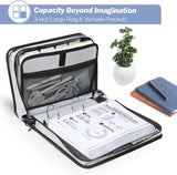 MoKo Zipper Binder, 3 inch 3 Ring Binder with Zipper, 600 Sheet Capacity Multi-Pocket School Binder organizer, Handle and Shoulder Strap Included, Blue & Gray