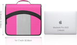 MoKo Zipper Binder, 3 inch 3 Ring Binder with Zipper, 600 Sheet Capacity Oxford Cloth Multi-Pocket School Binder Organizer, Handle and Shoulder Strap Included, Magenta+Gray
