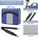 MoKo Zipper Binder, 3 inch 3 Ring Binder with Zipper, 600 Sheet Capacity Multi-Pocket School Binder organizer, Handle and Shoulder Strap Included, Blue & Gray