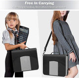 MoKo Zipper Binder, 3-Inch 3 Rings Binder with Zipper, 600 Sheet Capacity Multi-Pocket School Bag Organizer, Handle and Shoulder Strap Included, Black & Gray