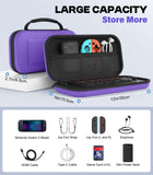 MoKo Carrying Case for Nintendo Switch 2 2025, Protective Hard Shell Portable Travel Carry Case Pouch Holds 10 Cartridges w/Pockets for Switch 2 Accessories and Games, Purple