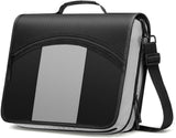 MoKo Zipper Binder, 3-Inch 3 Rings Binder with Zipper, 600 Sheet Capacity Multi-Pocket School Bag Organizer, Handle and Shoulder Strap Included, Black & Gray