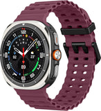 MoKo Bracelet Sport Compatible avec Samsung Galaxy Watch Ultra 47mm (2025/2024) pour Hommes Femmes, Bracelet de Remplacement en Silicone Souple Respirant et Étanche, Vin rouge