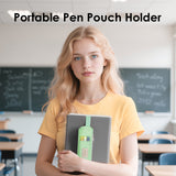 MoKo Pen Holder for Notebook, Pencil Pouch with Adjustable Elastic Band, Slim Portable Zipper Pen Pouch Holder for Planners, Journals, Book, Green