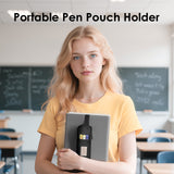 MoKo Pen Holder for Notebook, Pencil Pouch with Adjustable Elastic Band, Slim Portable Zipper Pen Pouch Holder for Planners, Journals, Book, Black