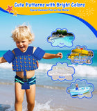 MoKo Toddler Swim Vest for Kids, Swim Arm Floaties 30-70 lbs Cartoon Swimming Water Wings with Crotch Strap, Pool Float Vests Sleeves Shoulder Straps Arm Band for Children, Blue Dinosaurs