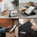 MoKo Case for iPad 9th Generation with Pencil Holder, iPad 8th/7th Gen Case 10.2-inch, Built-in Screen Protector Clear Back, Stain Resistant Multi Angle Viewing Stand, Auto Wake/Sleep, Black