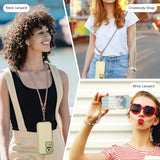 MoKo Crossbody Phone Lanyard, Adjustable Cell Phone Lanyard, Premium 8mm Thick Rope Mobile Phone Lanyard for iPhone, Samsung,and More | Phone Neck Strap×1, Wrist Strapx1, Lanyard Patch×2, Rose Gold