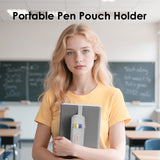 MoKo Pen Holder for Notebook, Pencil Pouch with Adjustable Elastic Band, Slim Portable Zipper Pen Pouch Holder for Planners, Journals, Book, Grey