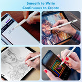 MoKo Stylus Pen for Touch Screen, Active Universal Stylus Pen Compatible with iPad/iPhone/Samsung and Other iOS/Android Smartphone and Tablet Devices Tablet Pen with Power Display, White