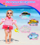 MoKo Toddler Swim Vest for Kids, Swim Arm Floaties 15-30 lbs Cartoon Swimming Water Wings with Crotch Strap, Pool Float Vests Sleeves Shoulder Straps Arm Band for Children, Pink Whale