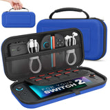 MoKo Carrying Case for Nintendo Switch 2 2025, Protective Hard Shell Portable Travel Carry Case Pouch Holds 10 Cartridges w/Pockets for Switch 2 Accessories and Games, Indigo
