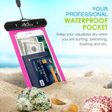 MoKo Waterproof Phone Pouch Holder 2Pack, Underwater Cellphone Case Dry Bag with Lanyard Armband Compatible with iPhone 14 13 12 11 Pro Max X/Xr/Xs/SE 3, Samsung S21/S10, Black+Magenta