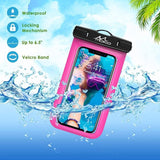 MoKo Waterproof Phone Pouch Holder 2Pack, Underwater Cellphone Case Dry Bag with Lanyard Armband Compatible with iPhone 14 13 12 11 Pro Max X/Xr/Xs/SE 3, Samsung S21/S10, Black+Magenta